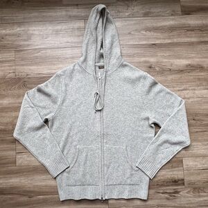 Stenstroms Full Zip Knit Hooded Sweater Size L in Gray Yak/Wool Blend Excellent